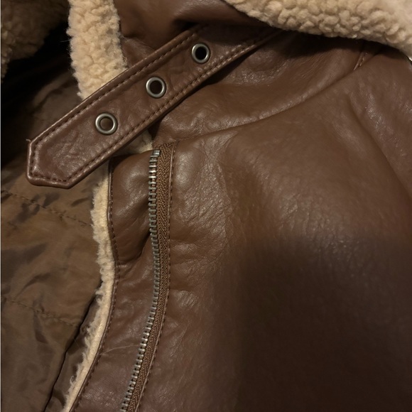 Universal Thread Brown Faux-Leather Shearling Jacket - Picture 3 of 4